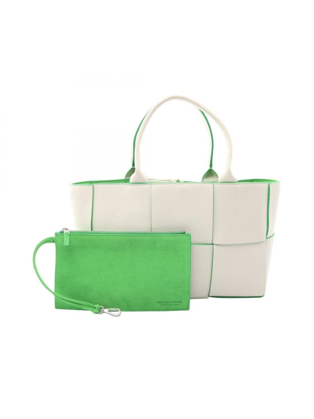 Bottega Veneta Tote Bag Arco Maxi Intrecciato White Green Leather Small